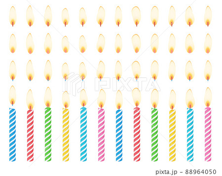 誕生日のろうそくと火のイラスト素材セット 88964050