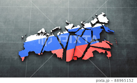 Illustration of the collapse of the map of Russia Illustration of the collapse of the map of Russia 88965152