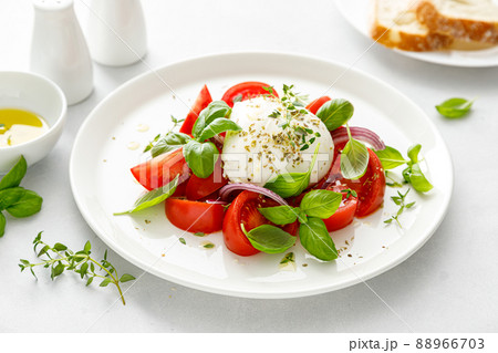 Salad Caprese with tomato, mozzarella and basil, italian food 88966703