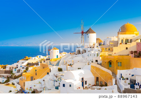 Panoramic view of Oia village at Santorini island, Greece Panoramic view of Oia village at Santorini island, Greece 88967143