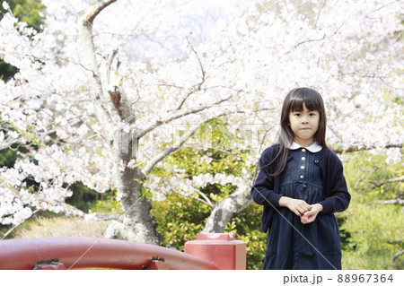 女子小学生と桜 (7歳) 女子小学生と桜 (7歳) 88967364