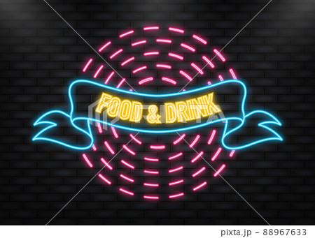 Neon Icon. Food and drink in vintage style. Banner vector. Vintage, retro design. Poster design template Neon Icon. Food and drink in vintage style. Banner vector. Vintage, retro design. Poster design template 88967633