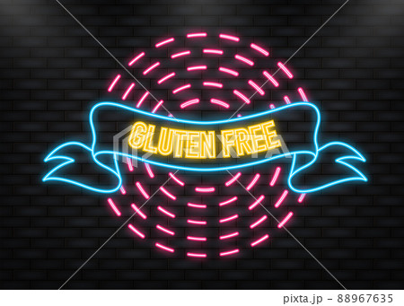 Neon icon with gluten free ribbon. Organic signs. Vector illustration 88967635
