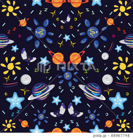 Colored pattern background with planets moons and stars Vector Colored pattern background with planets moons and stars Vector 88967748