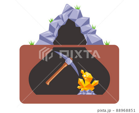 old gold mine. the pickaxe hits the gold ingot. old gold mine. the pickaxe hits the gold ingot. 88968851
