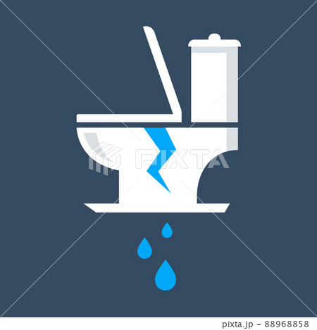 a broken broken toilet from which water flows. 88968858