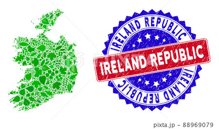 Bicolor Ireland Republic Scratched Rubber Stamp and Leaf Green Collage of Ireland Republic Map Bicolor Ireland Republic Scratched Rubber Stamp and Leaf Green Collage of Ireland Republic Map 88969079