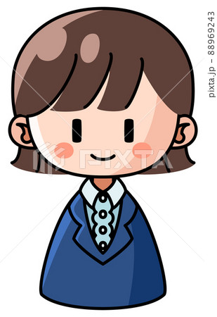 微笑むスーツ姿の女性のイラスト(デフォルメアイコン) 88969243