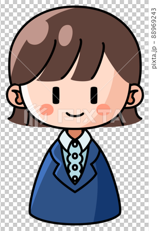 微笑むスーツ姿の女性のイラスト(デフォルメアイコン) 88969243