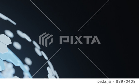 CGヘキサゴン 多重構造の六角形で構成された球体 CGヘキサゴン 多重構造の六角形で構成された球体 88970408