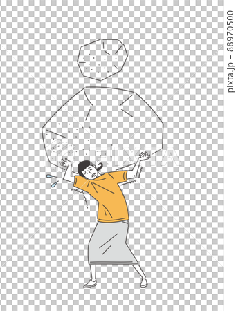 Woman carrying on her back 88970500