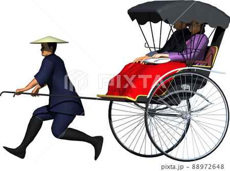 人力車のイラスト左横1アングル 88972648