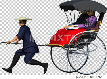 人力車のイラスト左横1アングル 88972648