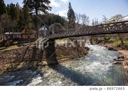 白馬村　大出公園の吊橋 88972663