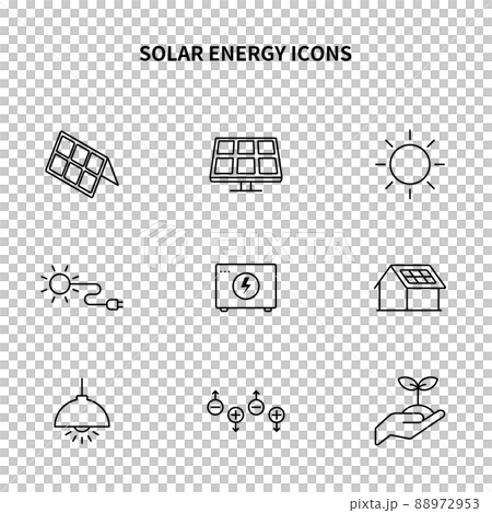 シンプルアイコンセット｜太陽光発電・ソーラーパネル 88972953