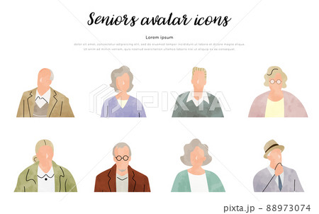 ベクターイラスト素材：シニア、人物、アバター、セット 88973074