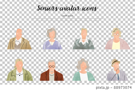 ベクターイラスト素材：シニア、人物、アバター、セット 88973074