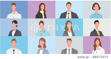 ベクターイラスト素材：ビジネス、人物、リモート、オンライン 88973075