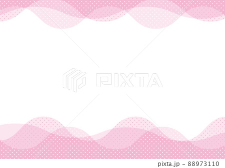 かわいい水玉（ドット）柄のピンクの波模様フレーム 88973110