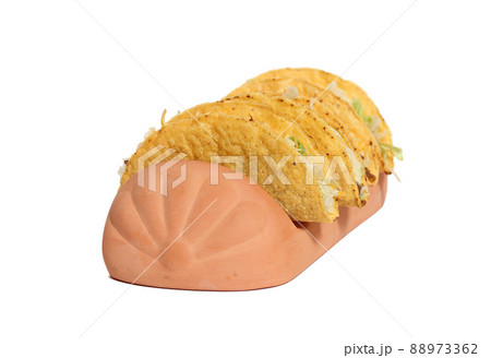 Terracotta Taco Holder With Four Crunchy Tacos Terracotta Taco Holder With Four Crunchy Tacos 88973362