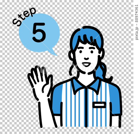 Step 5 A young woman at a convenience store clerk explaining the procedure Step 5 A young woman at a convenience store clerk explaining the procedure 88974361