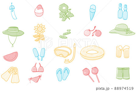 季節 シンプル 夏のイラストセット 季節 シンプル 夏のイラストセット 88974519