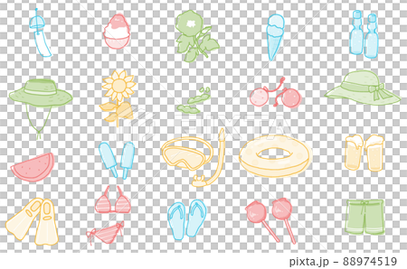 季節 シンプル 夏のイラストセット 季節 シンプル 夏のイラストセット 88974519