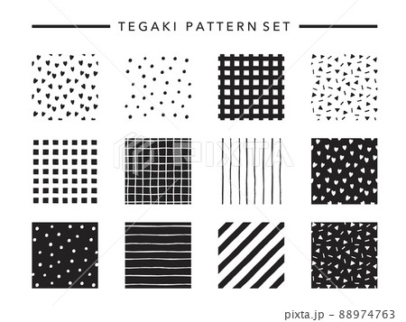 かわいい幾何学模様のセット-手描きのパターン かわいい幾何学模様のセット-手描きのパターン 88974763