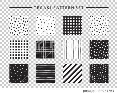 かわいい幾何学模様のセット-手描きのパターン かわいい幾何学模様のセット-手描きのパターン 88974763