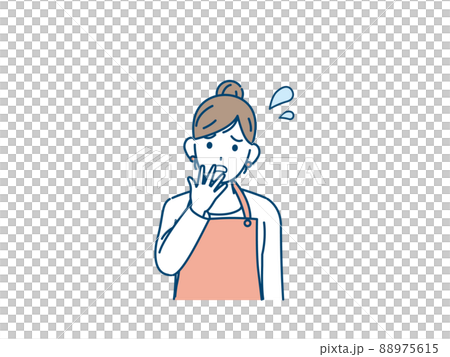 驚訝、尷尬、震驚的家庭主婦，穿短裙的女人，麻煩 88975615