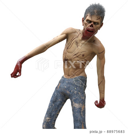 Zombie male isolated white background 3d illustration Zombie male isolated white background 3d illustration 88975683