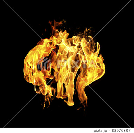 Fire flames collection isolated on black background 88976307