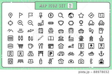 地図用のアイコンセットのイラスト素材