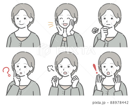 高齢女性の斜め向き上半身セット 高齢女性の斜め向き上半身セット 88978442