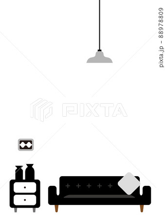 ブラックのソファーのリビングルーム 88978809