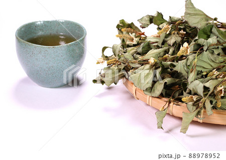 ドクダミ茶と乾燥したドクダミの葉 88978952