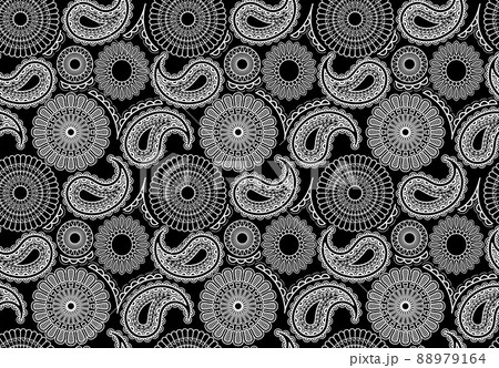 White Mandala Pattern on Black Background 88979164