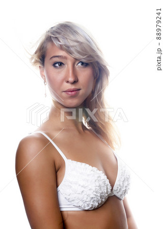Portrait of beautiful sexy blonde girl in lingerie 88979241