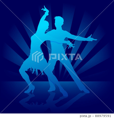 Blue Background with Dancing Couple 88979591