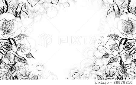 少女漫画キラキラ薔薇背景ペン画イラスト 88979816