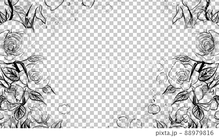 少女漫画キラキラ薔薇背景ペン画イラスト 88979816