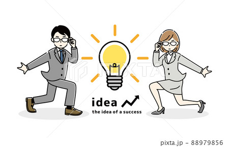 Businessman and businesswoman light bulb idea - Stock Illustration  [88979856] - PIXTA