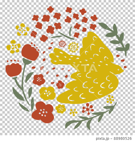 ハトとお花のイラスト ハトとお花のイラスト 88980526