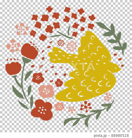 鴿子和花的插圖 鴿子和花的插圖 88980528