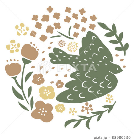 ハトとお花のイラスト 88980530