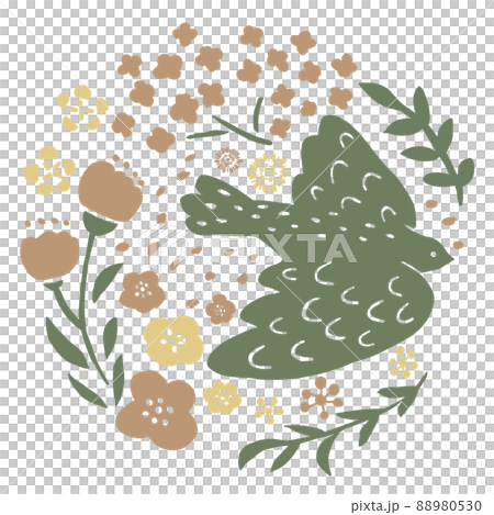 ハトとお花のイラスト 88980530