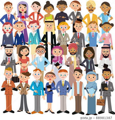 多国籍男女の集合イラスト 88981387