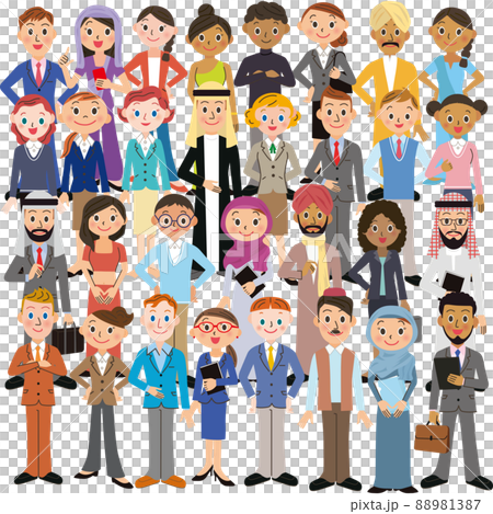 多国籍男女の集合イラスト 88981387
