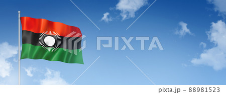 Malawi flag isolated on a blue sky. Horizontal banner Malawi flag isolated on a blue sky. Horizontal banner 88981523