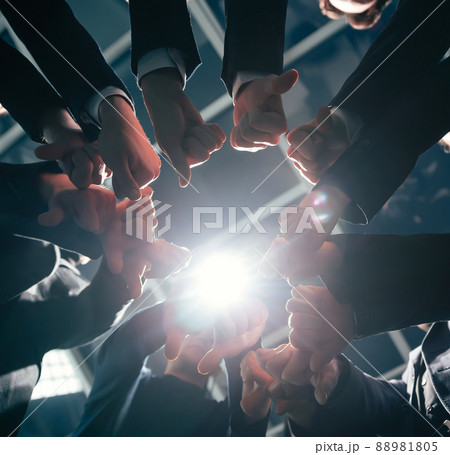 bottom view. business team showing thumbs up. 88981805